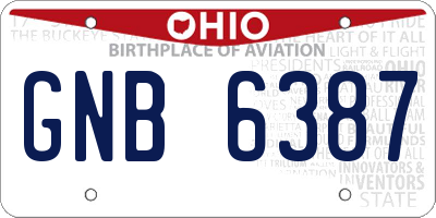 OH license plate GNB6387