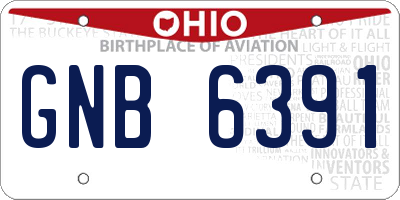 OH license plate GNB6391