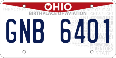 OH license plate GNB6401