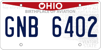 OH license plate GNB6402