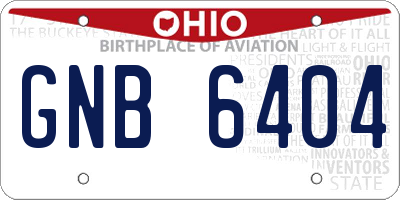 OH license plate GNB6404