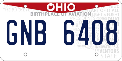 OH license plate GNB6408