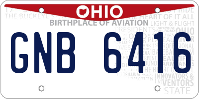 OH license plate GNB6416