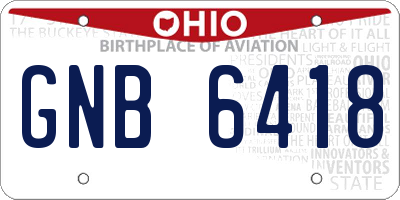 OH license plate GNB6418