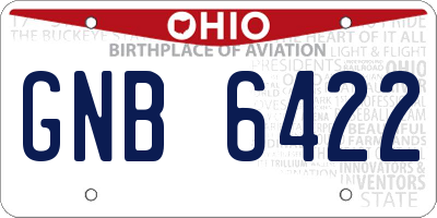 OH license plate GNB6422