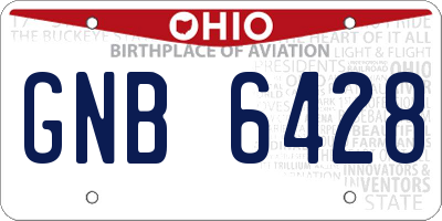 OH license plate GNB6428