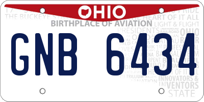 OH license plate GNB6434