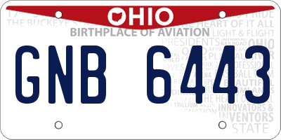 OH license plate GNB6443
