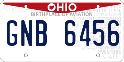 OH license plate GNB6456
