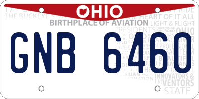 OH license plate GNB6460
