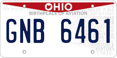 OH license plate GNB6461