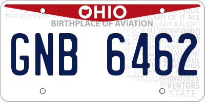 OH license plate GNB6462