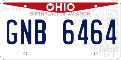 OH license plate GNB6464