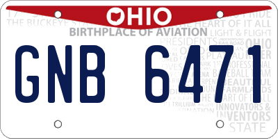 OH license plate GNB6471
