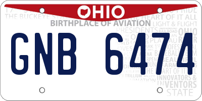 OH license plate GNB6474