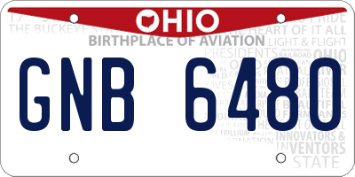 OH license plate GNB6480