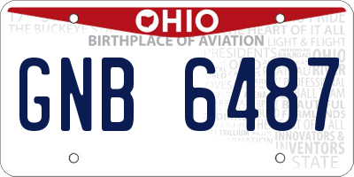 OH license plate GNB6487