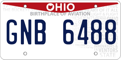 OH license plate GNB6488