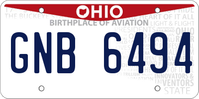 OH license plate GNB6494
