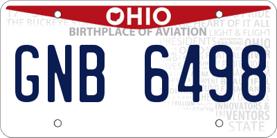 OH license plate GNB6498