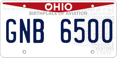 OH license plate GNB6500