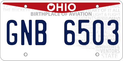 OH license plate GNB6503