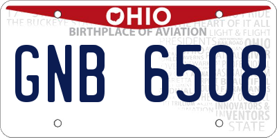 OH license plate GNB6508