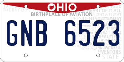 OH license plate GNB6523