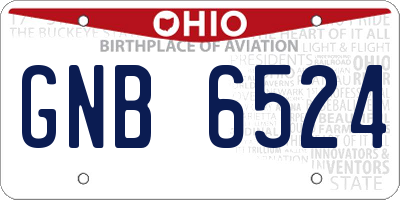 OH license plate GNB6524
