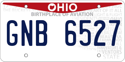 OH license plate GNB6527