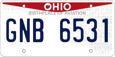 OH license plate GNB6531