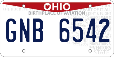 OH license plate GNB6542