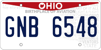 OH license plate GNB6548