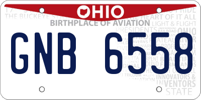OH license plate GNB6558