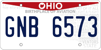 OH license plate GNB6573