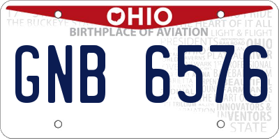 OH license plate GNB6576
