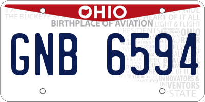 OH license plate GNB6594