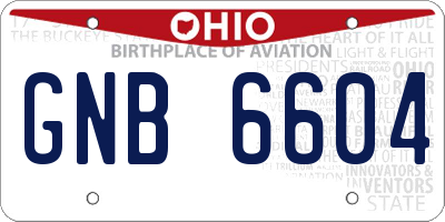 OH license plate GNB6604