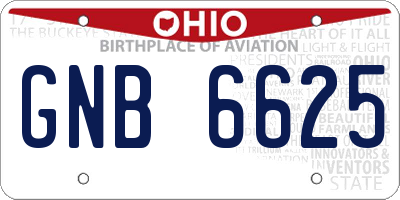 OH license plate GNB6625