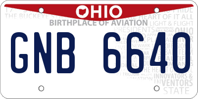 OH license plate GNB6640