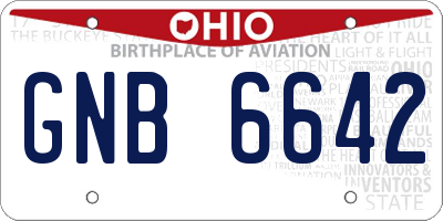 OH license plate GNB6642