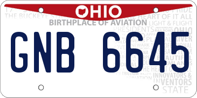 OH license plate GNB6645