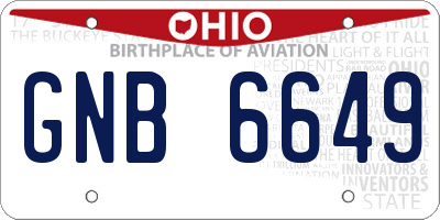 OH license plate GNB6649