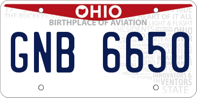 OH license plate GNB6650