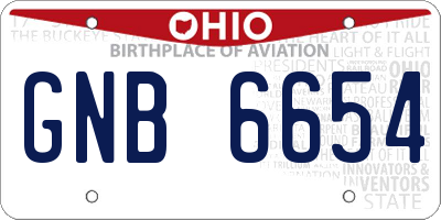 OH license plate GNB6654