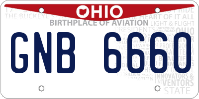 OH license plate GNB6660