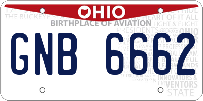 OH license plate GNB6662