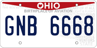 OH license plate GNB6668