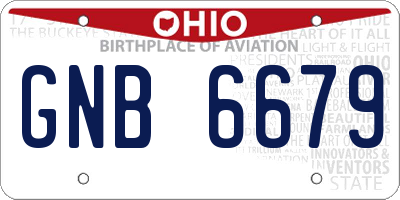 OH license plate GNB6679