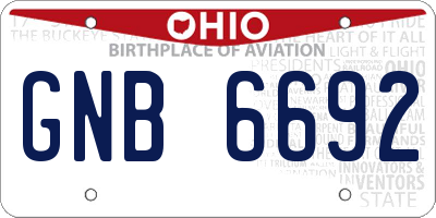 OH license plate GNB6692